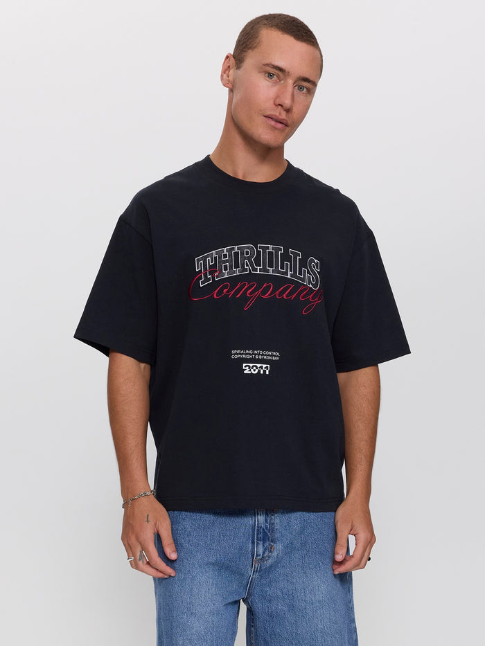 Spiraling Box Crop Tee - Washed Black XS