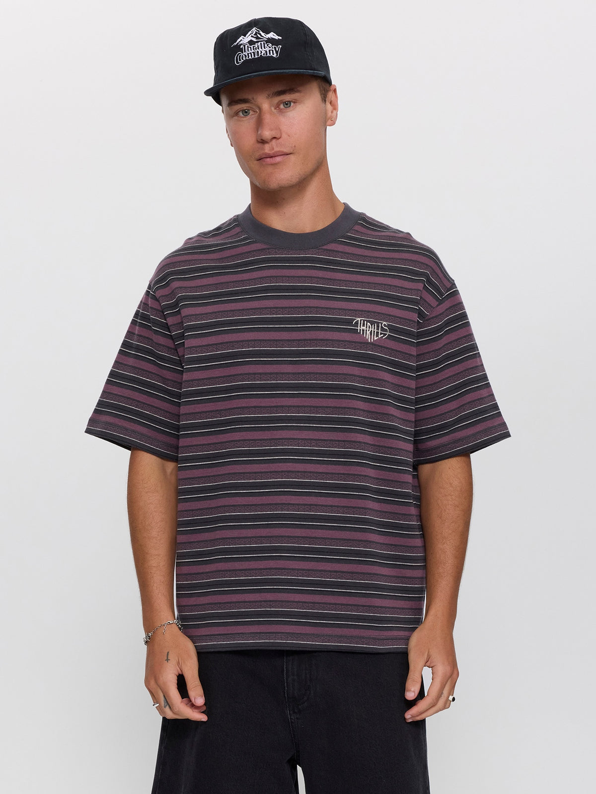 No Clue Stripe Box Crop Tee - Nirvana Stripe XXS
