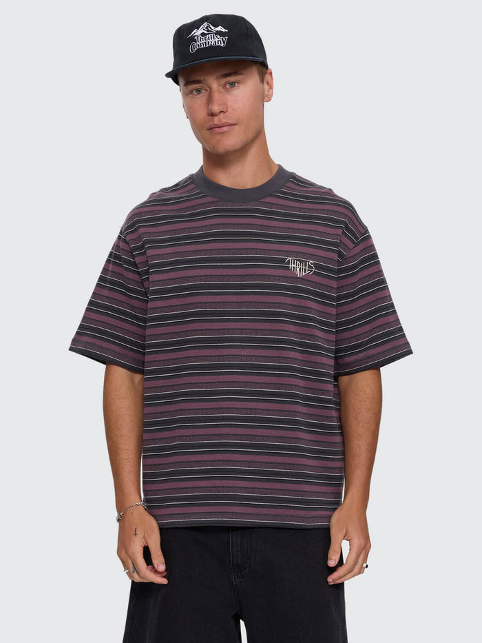 No Clue Stripe Box Crop Tee - Nirvana Stripe XXS