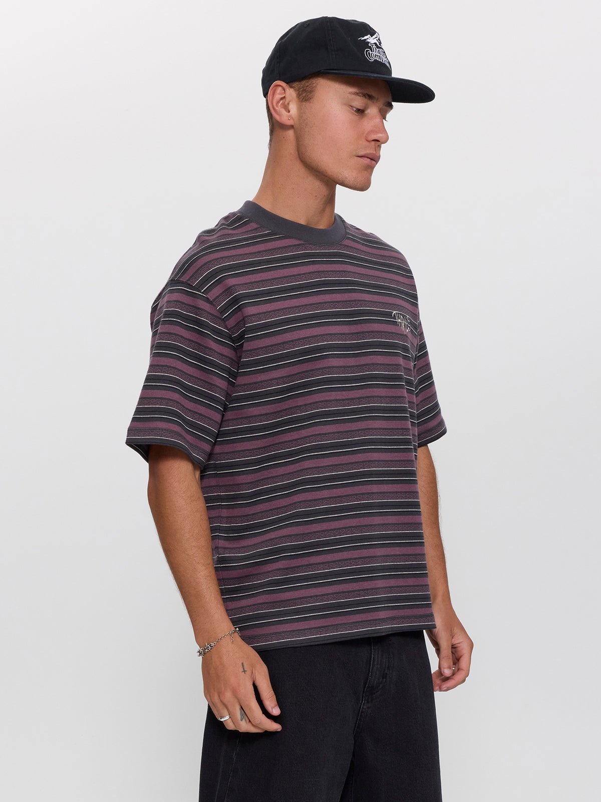 No Clue Stripe Box Crop Tee - Nirvana Stripe XXS