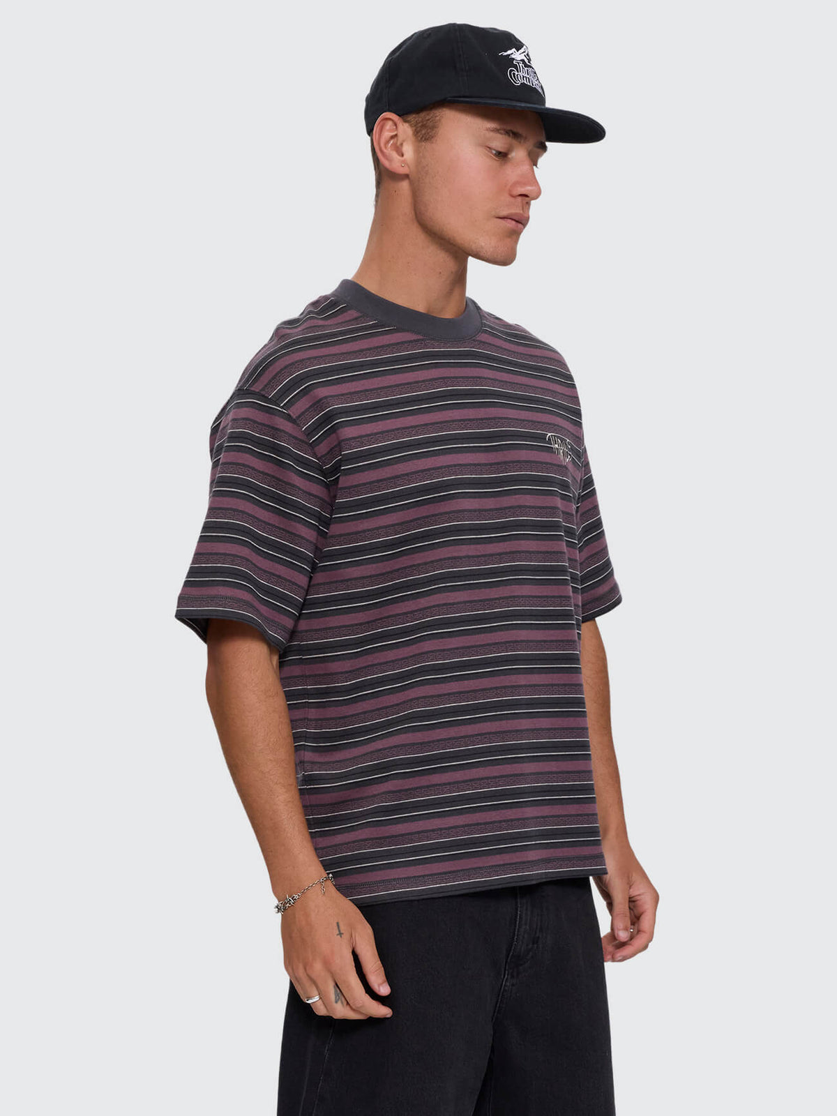 No Clue Stripe Box Crop Tee - Nirvana Stripe XXS
