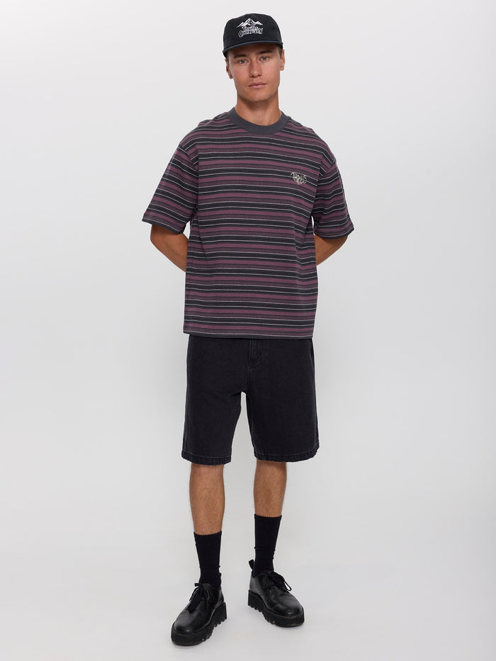 No Clue Stripe Box Crop Tee - Nirvana Stripe XXS