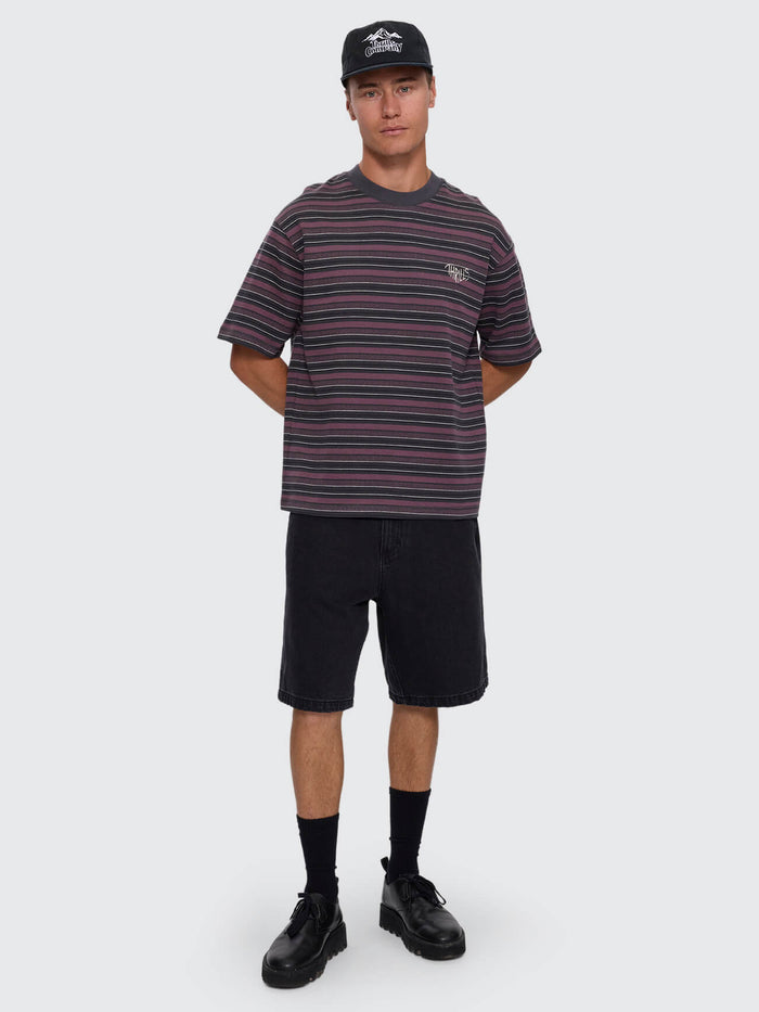 No Clue Stripe Box Crop Tee - Nirvana Stripe XXS