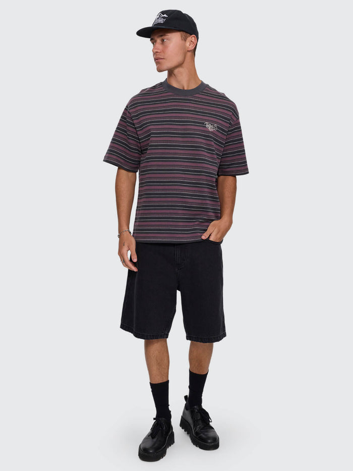 No Clue Stripe Box Crop Tee - Nirvana Stripe XXS