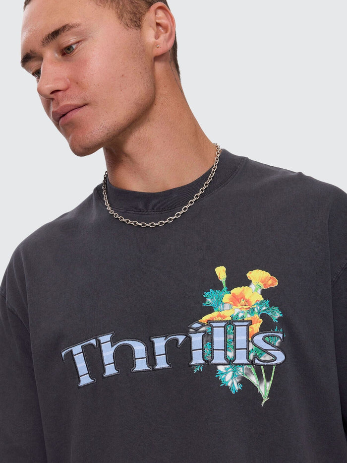 Flowers Of Tomorrow Box Crop Applique Tee - Dark Charcoal XS