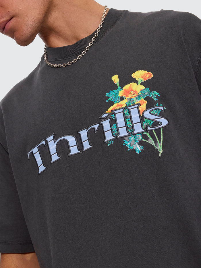 Flowers Of Tomorrow Box Crop Applique Tee - Dark Charcoal XS