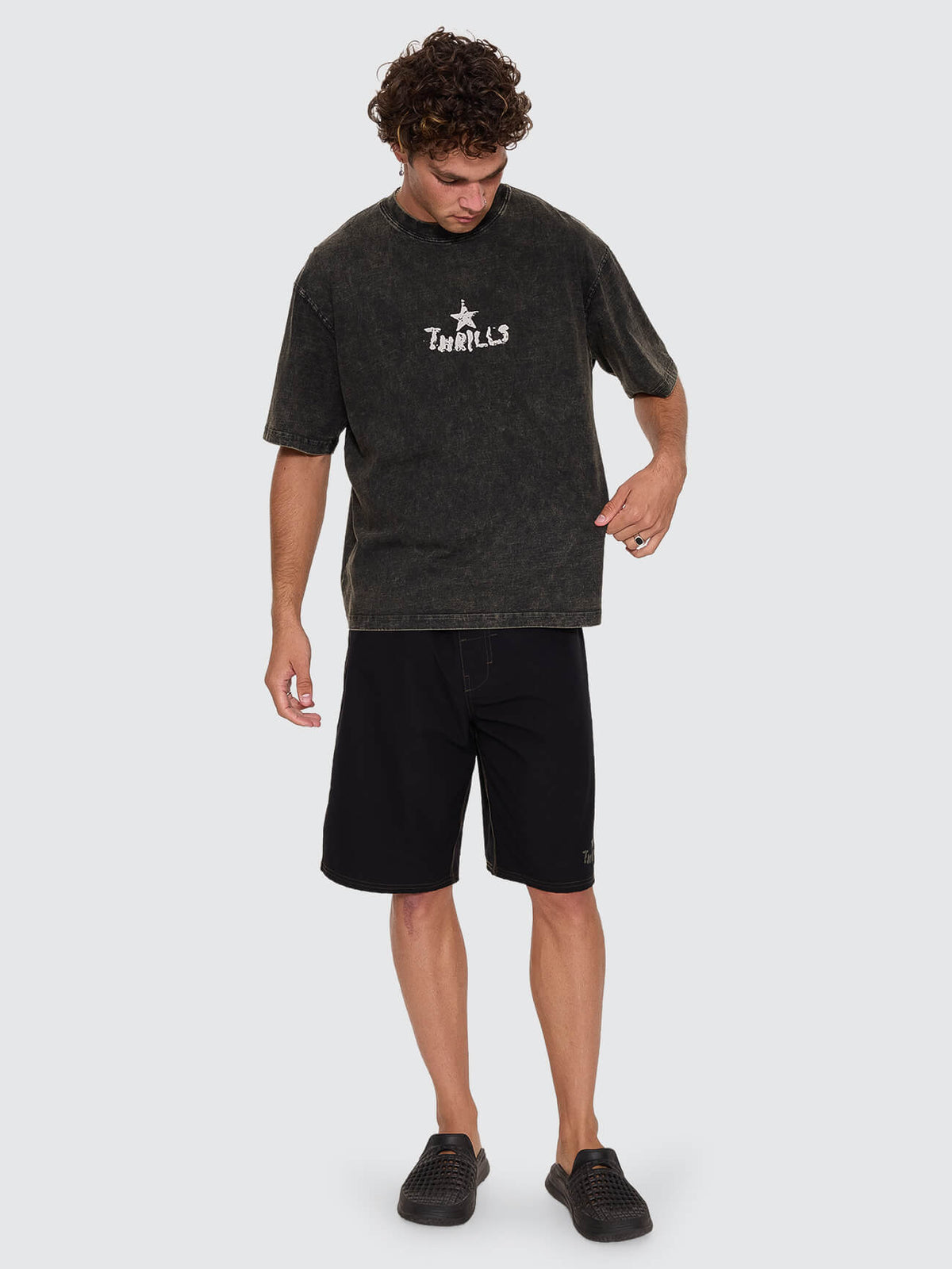 New Ways Of Living Box Crop Tee - Overdye Tarmac XS