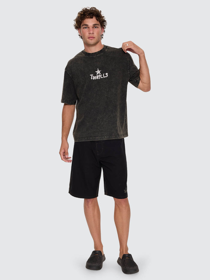 New Ways Of Living Box Crop Tee - Overdye Tarmac XS