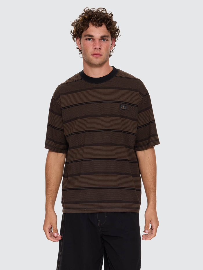 New Ways Of Living Merch Fit Stripe Tee - Tarmac XS