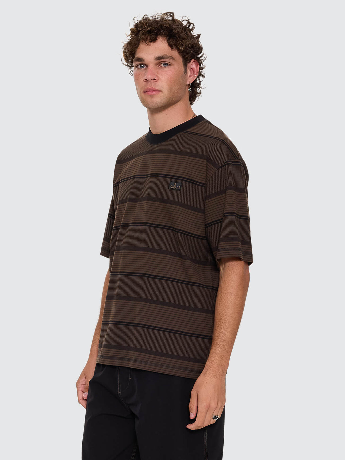 New Ways Of Living Merch Fit Stripe Tee - Tarmac XS