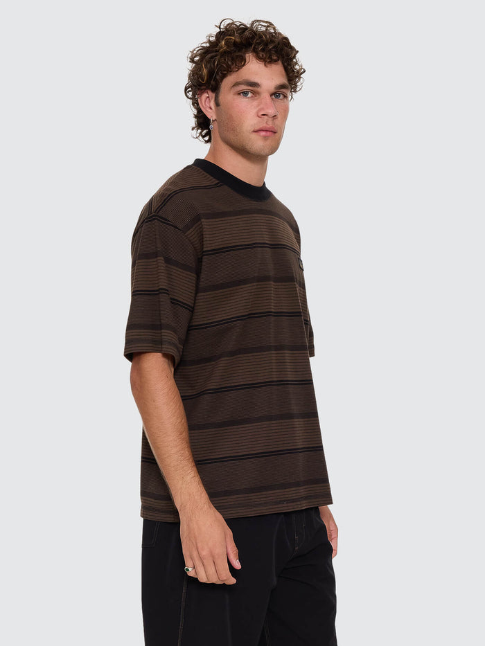 New Ways Of Living Merch Fit Stripe Tee - Tarmac XS