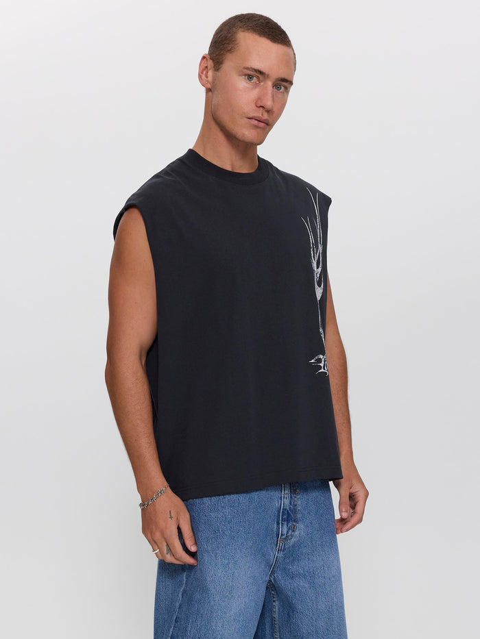 Matter of Flame Box Crop Muscle Tee - Faded Black XS