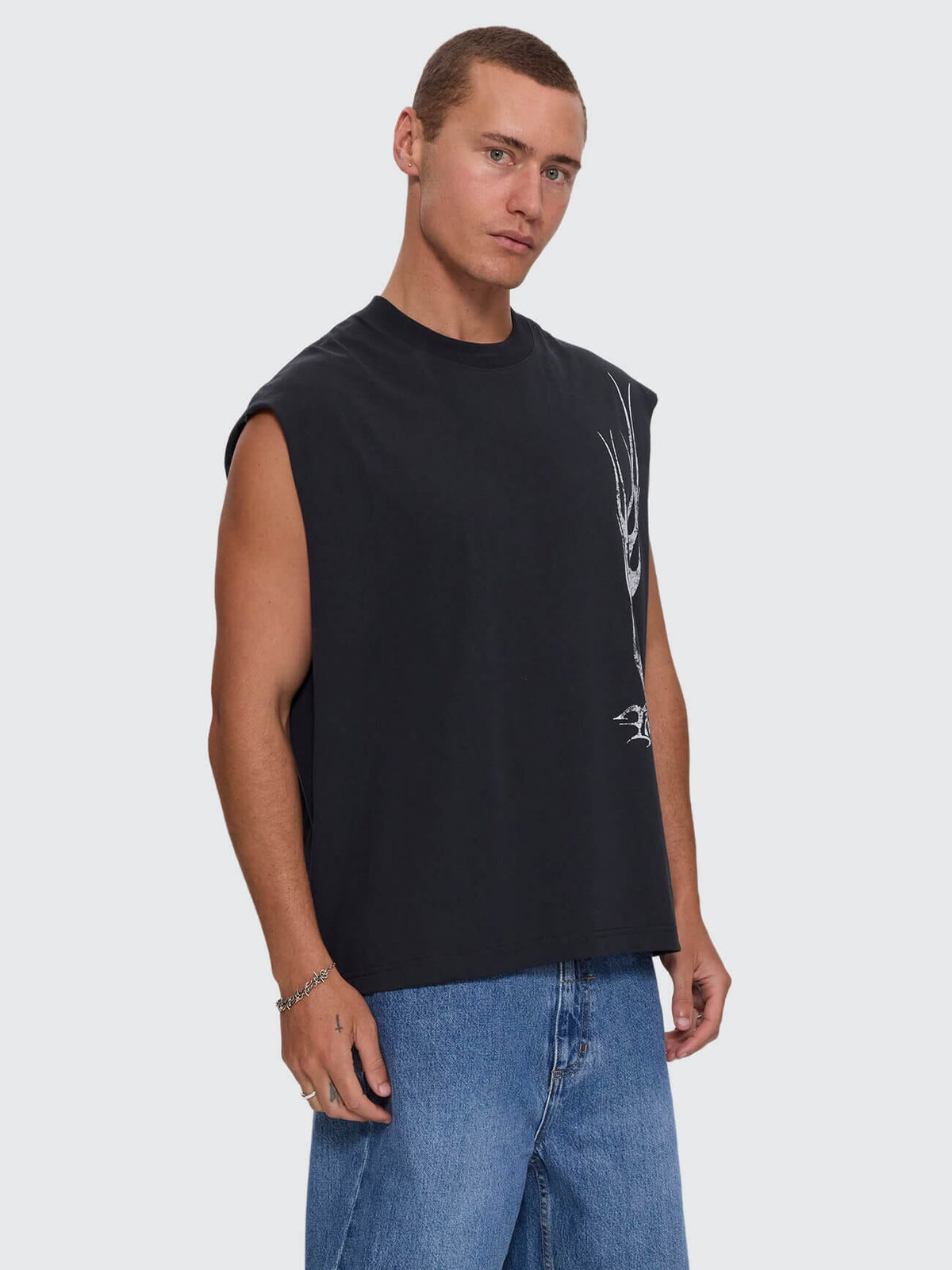 Matter of Flame Box Crop Muscle Tee - Faded Black XS