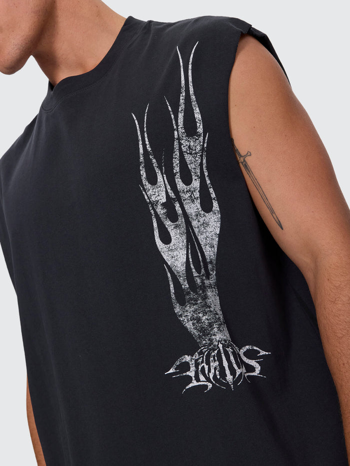 Matter of Flame Box Crop Muscle Tee - Faded Black XS