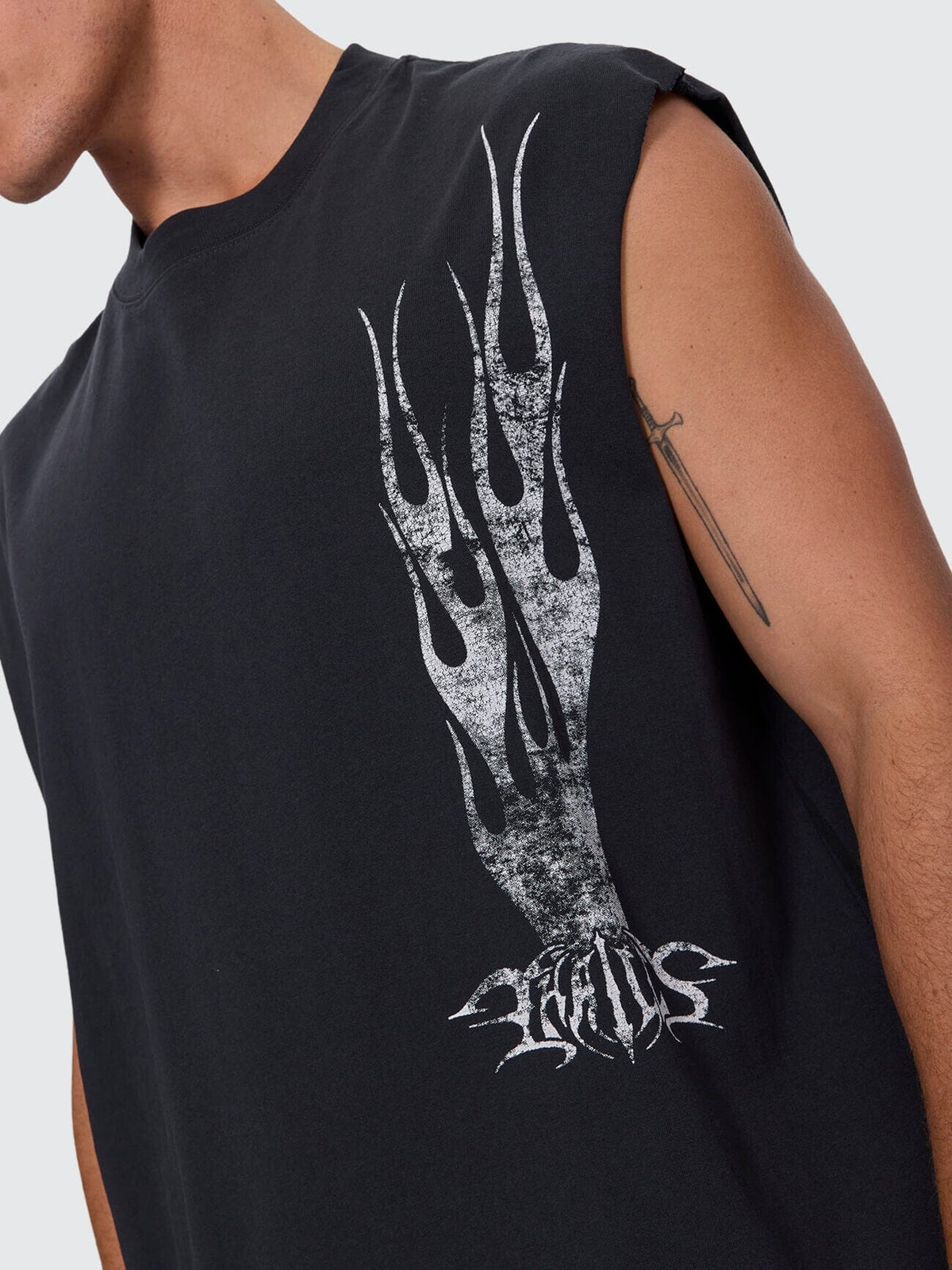 Matter of Flame Box Crop Muscle Tee - Faded Black XS