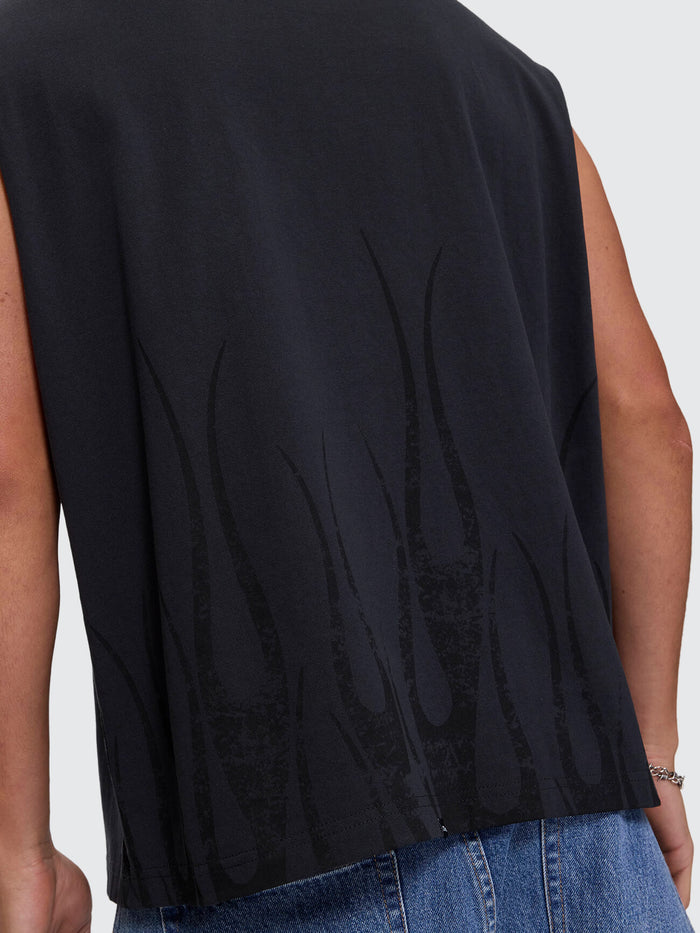 Matter of Flame Box Crop Muscle Tee - Faded Black XS
