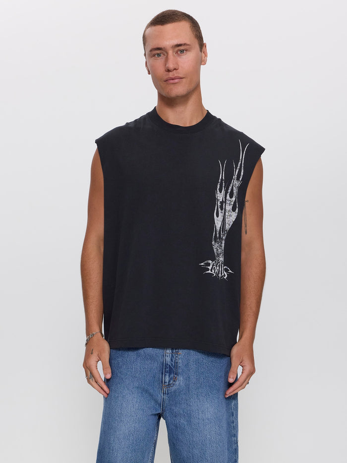 Matter of Flame Box Crop Muscle Tee - Faded Black XS