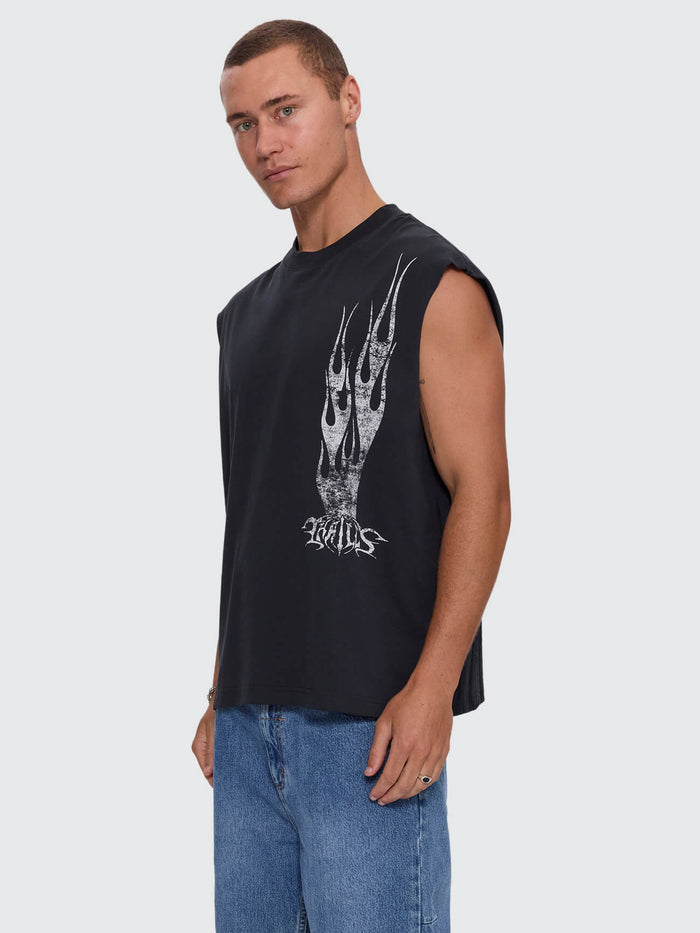 Matter of Flame Box Crop Muscle Tee - Faded Black XS