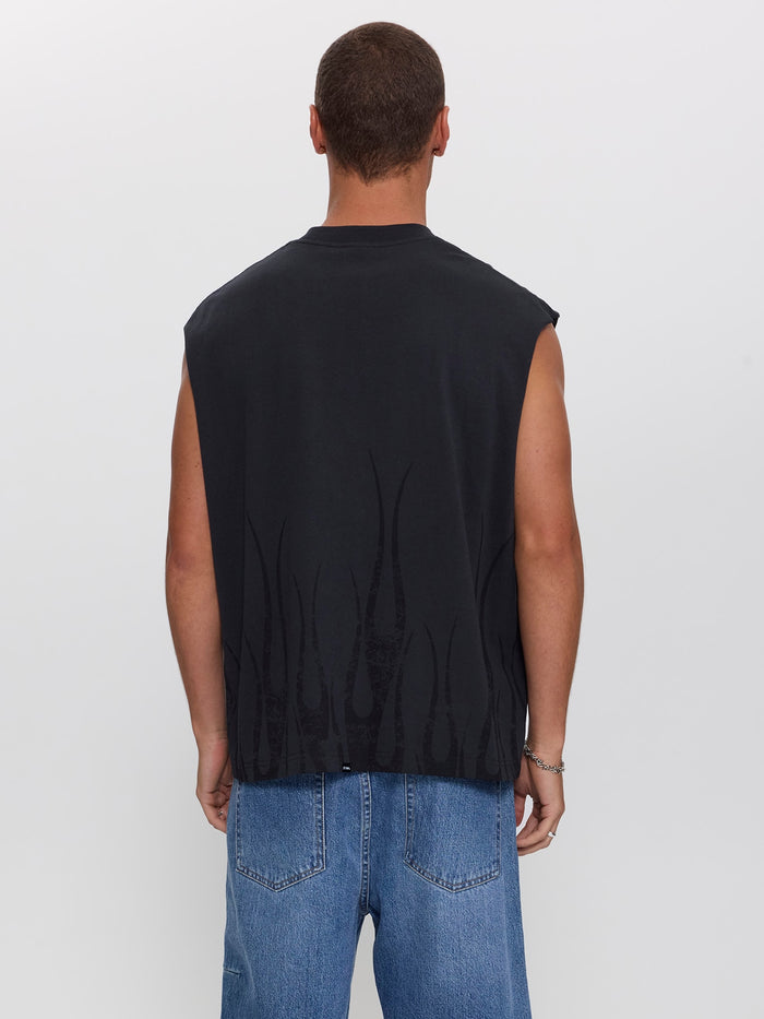 Matter of Flame Box Crop Muscle Tee - Faded Black XS