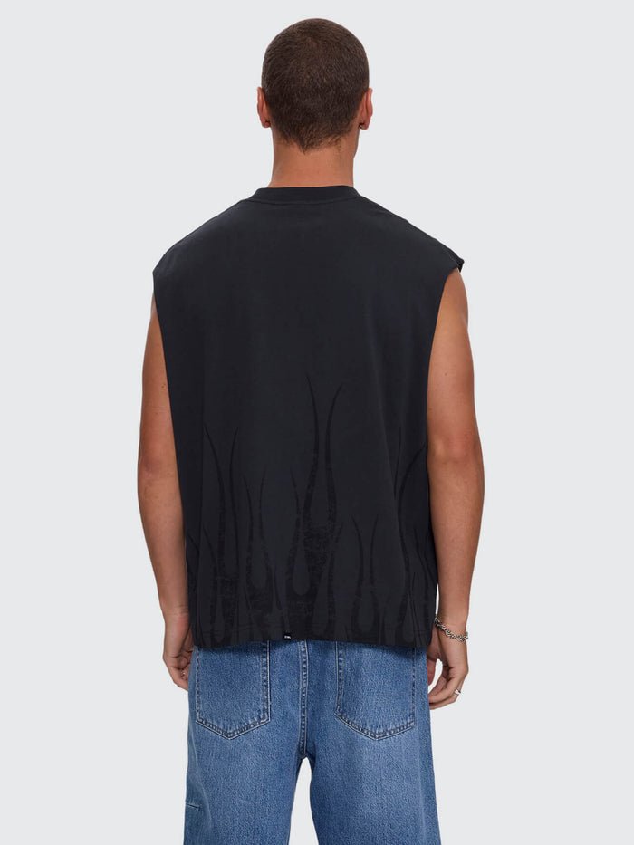 Matter of Flame Box Crop Muscle Tee - Faded Black XS