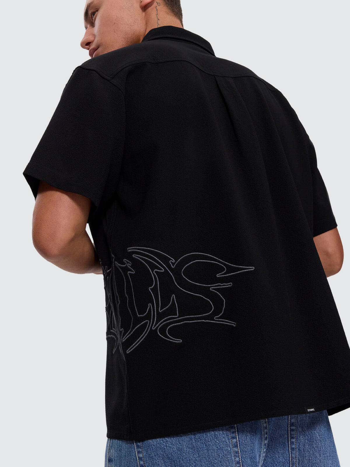 Mind Over Matter Cropped Short Sleeve Shirt - Black XXS