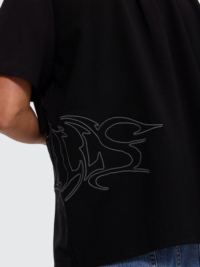 Mind Over Matter Cropped Short Sleeve Shirt - Black XXS