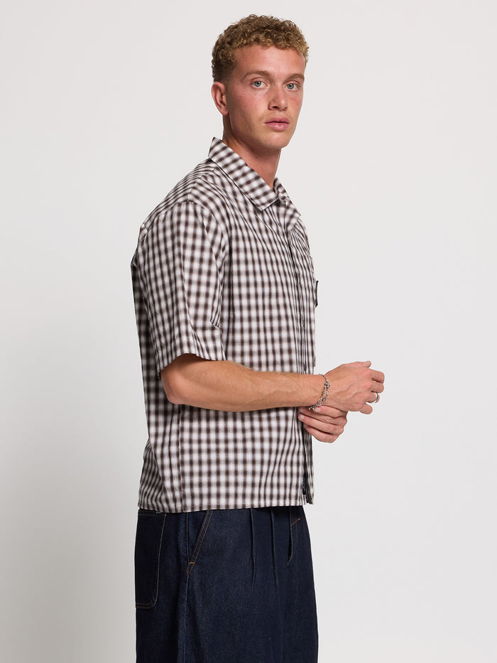 Stagger Cropped Short Sleeve Shirt - Black XS