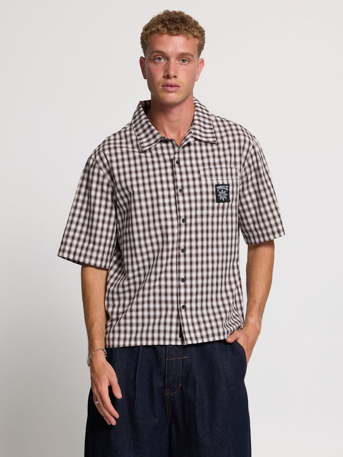 Stagger Cropped Short Sleeve Shirt - Black XS