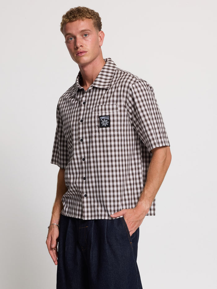 Stagger Cropped Short Sleeve Shirt - Black XS