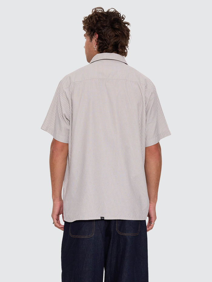 Thrills Union Short Sleeve Stripe Work Shirt - Placid Blue XS