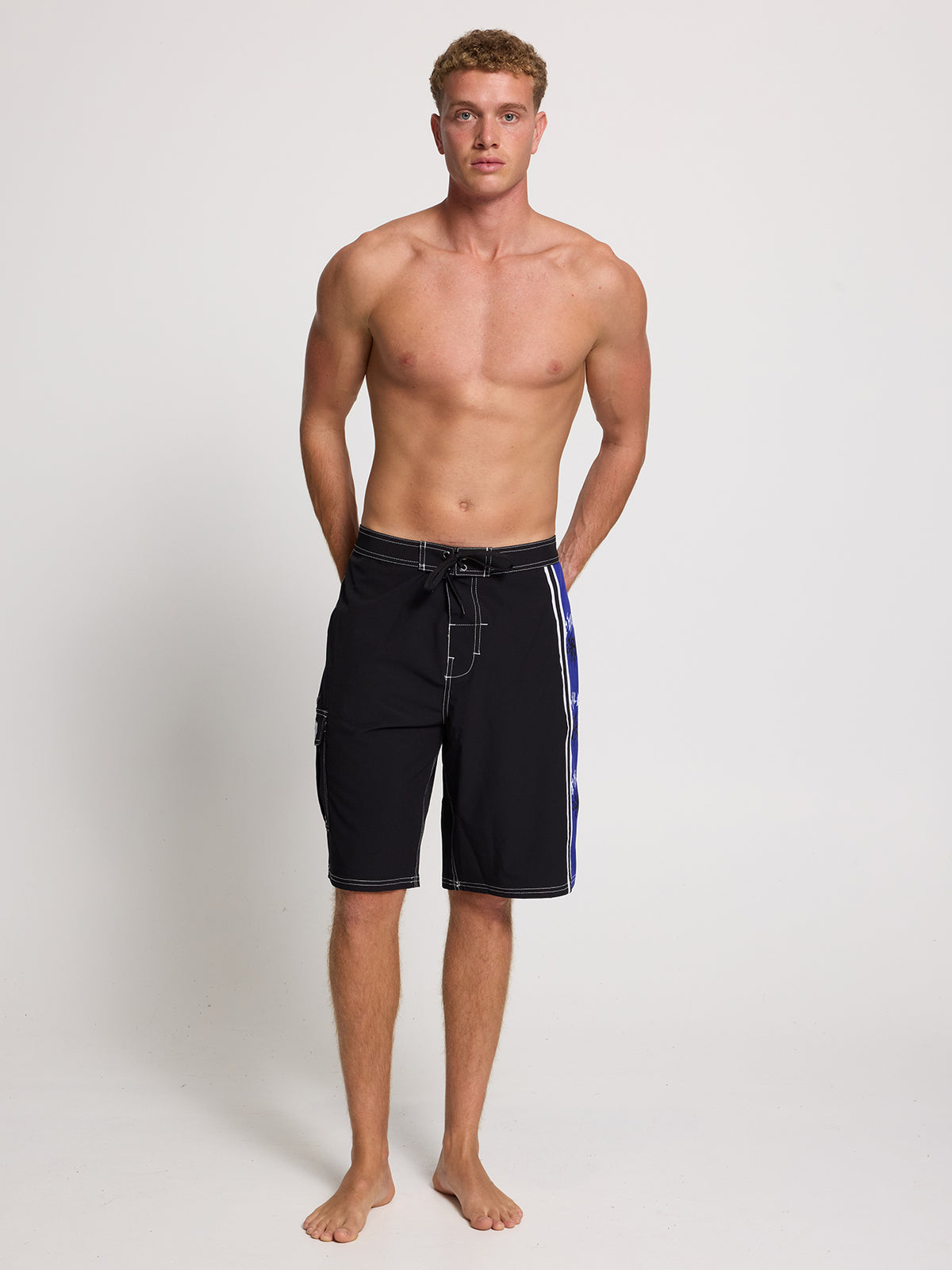 Staggered Panel Boardshort - Black - Surf the Web 26