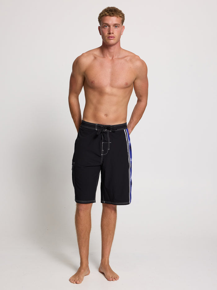 Staggered Panel Boardshort - Black - Surf the Web 26