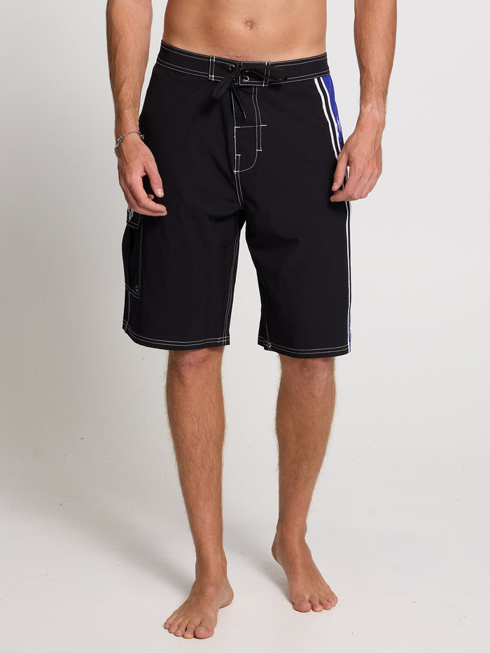 Staggered Panel Boardshort - Black - Surf the Web 26