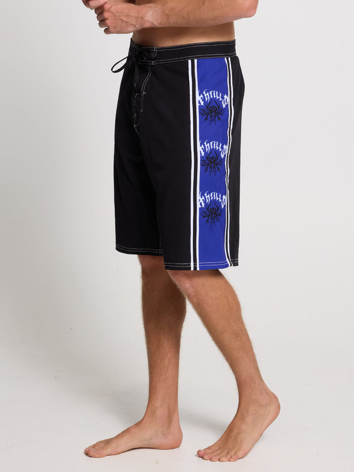 Staggered Panel Boardshort - Black - Surf the Web 26