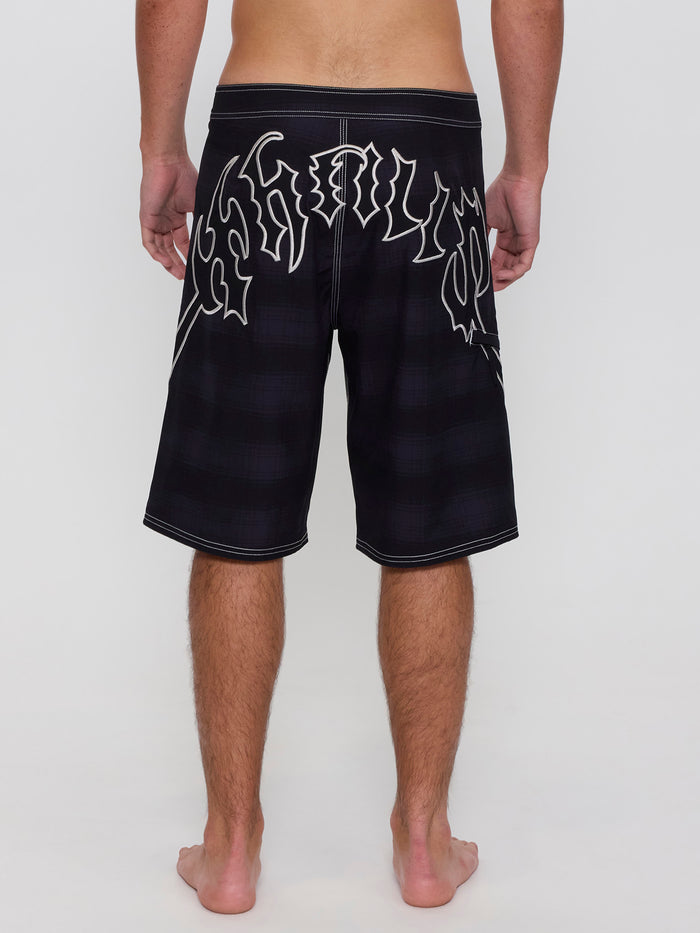Dagger Boardshort - Black Plaid 26