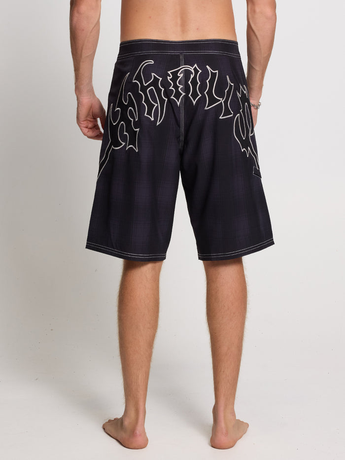 Dagger Boardshort - Black Plaid 26