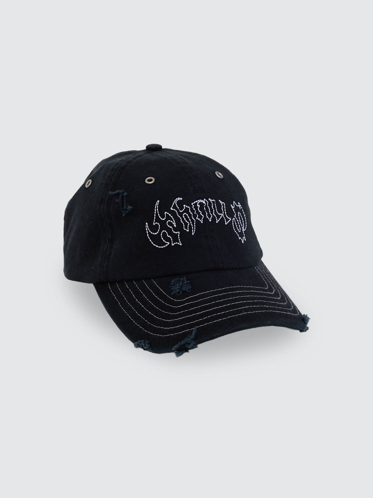 Staggered 6 Panel Cap - Black One Size