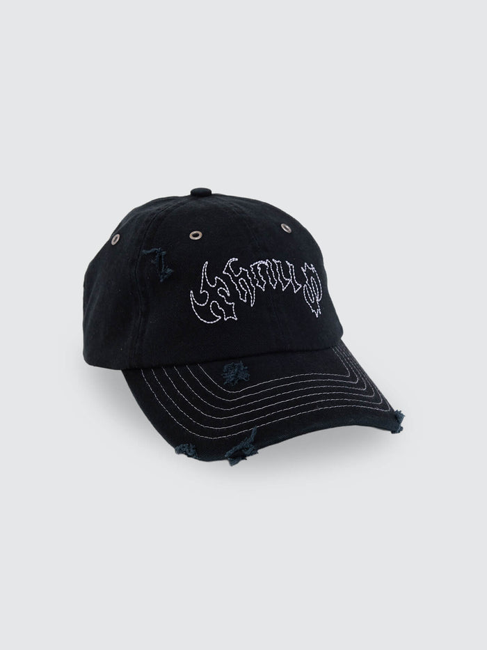 Staggered 6 Panel Cap - Black One Size