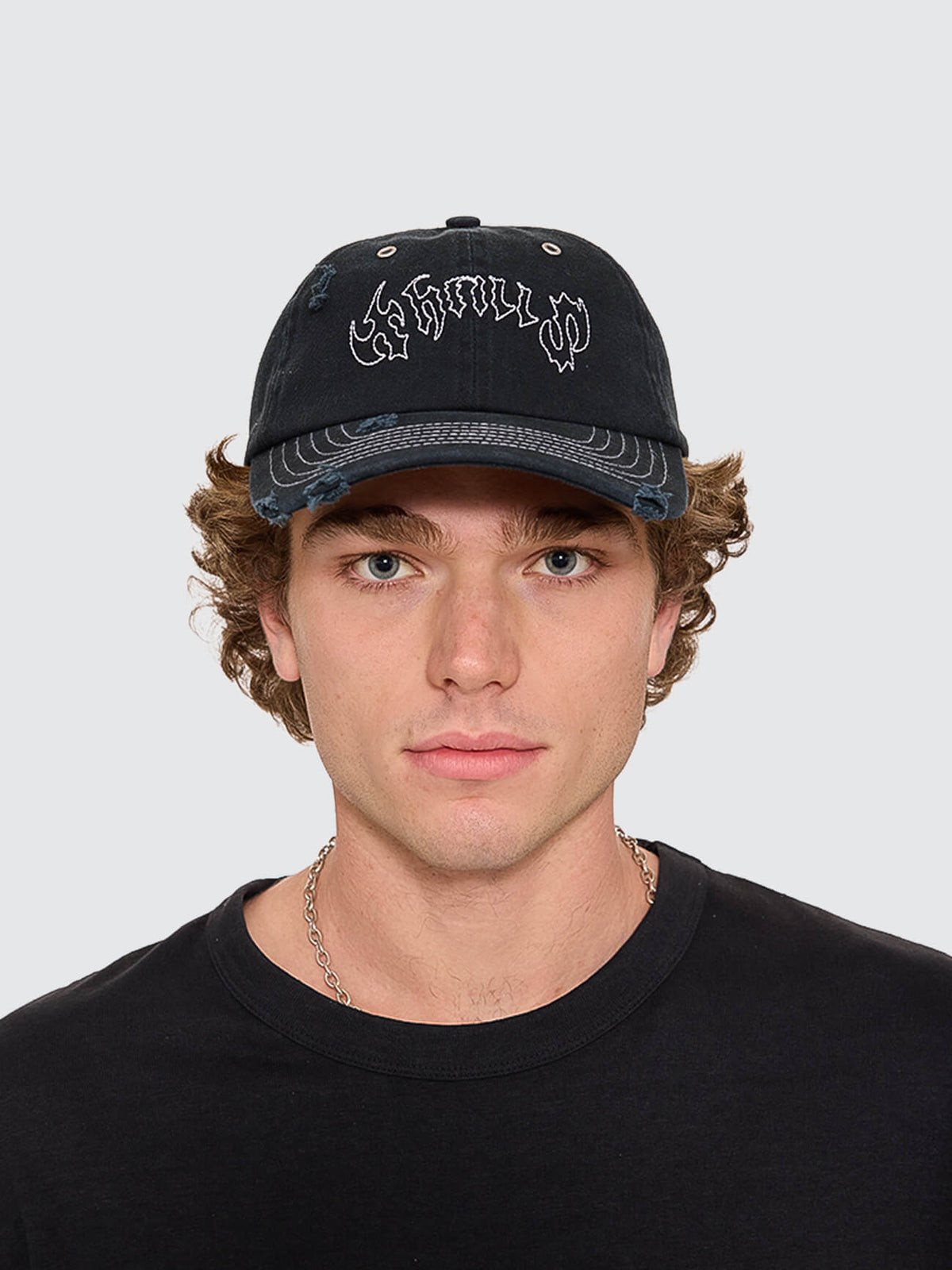 Staggered 6 Panel Cap - Black One Size