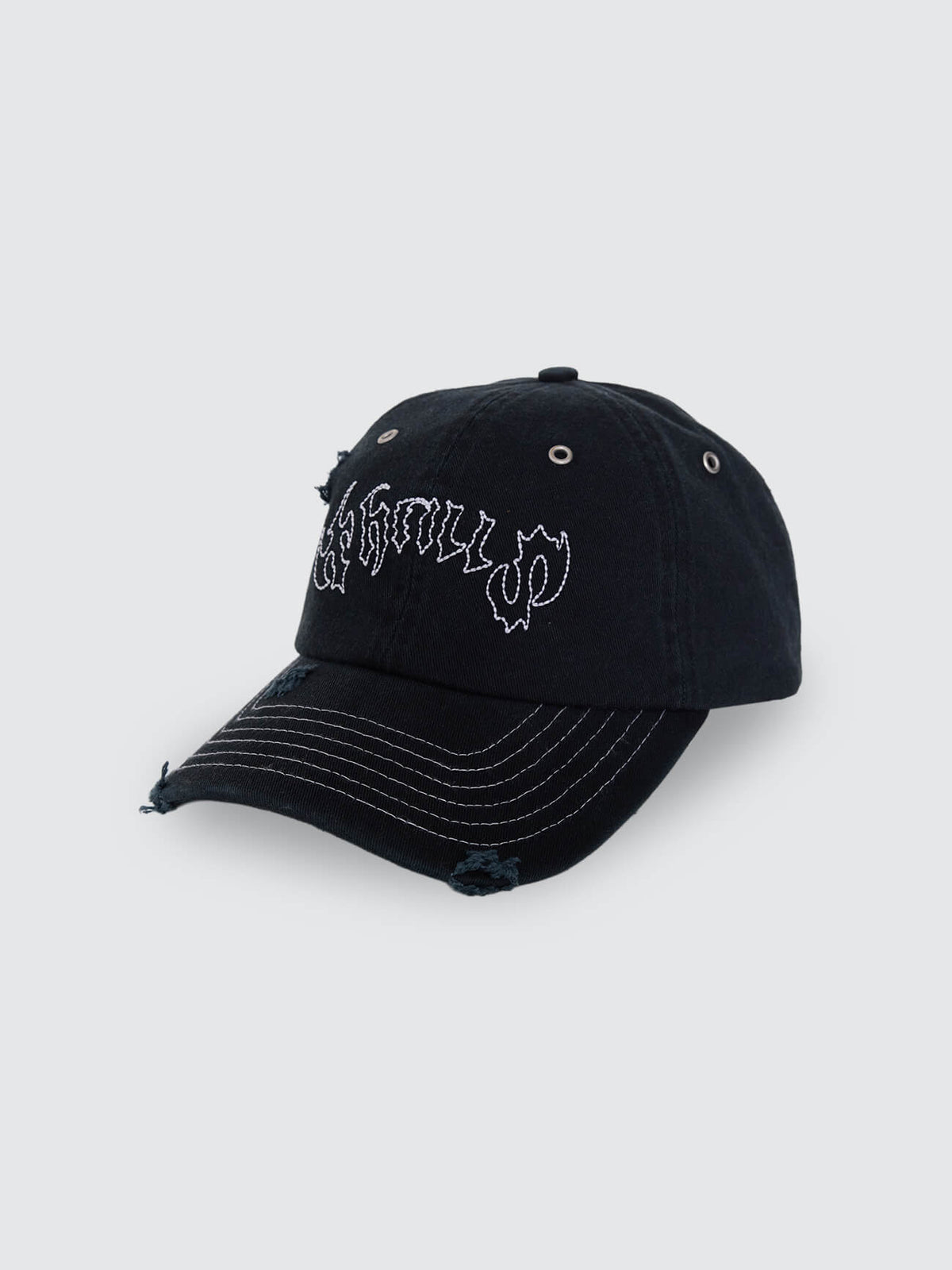 Staggered 6 Panel Cap - Black One Size