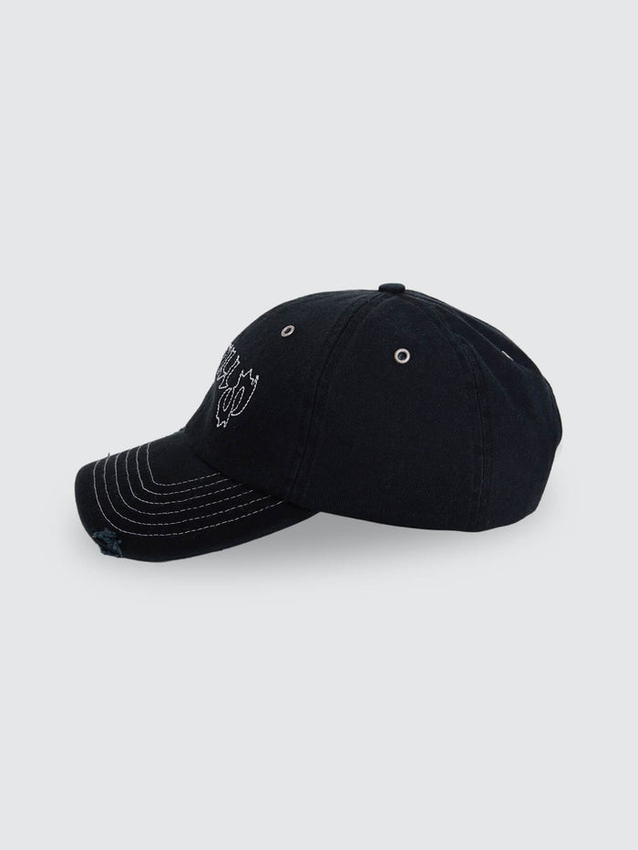Staggered 6 Panel Cap - Black One Size