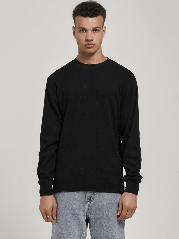 Thrills Union Waffle Long Sleeve Black