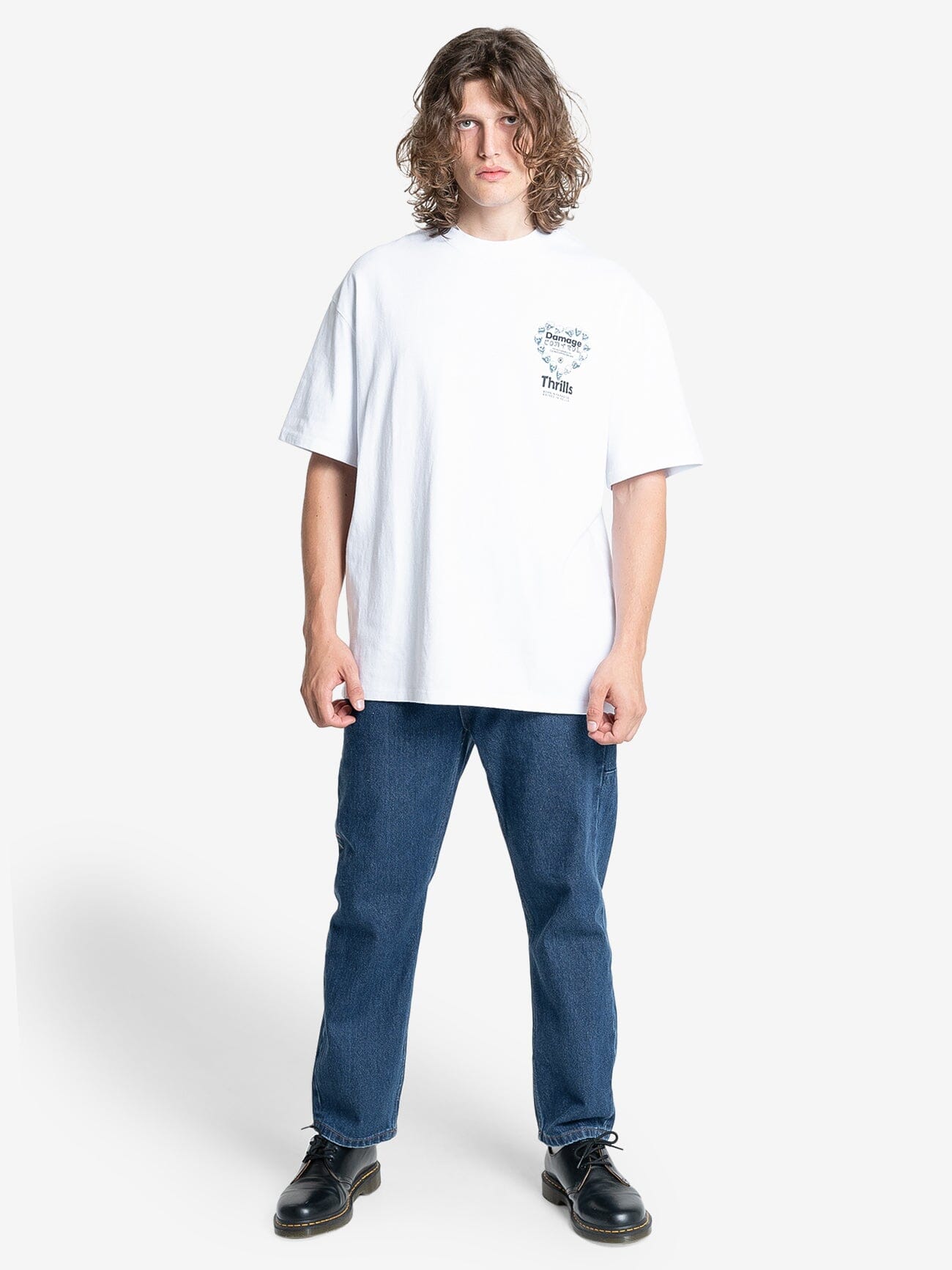 Controlled Damage Box Fit Oversize Tee - White XS