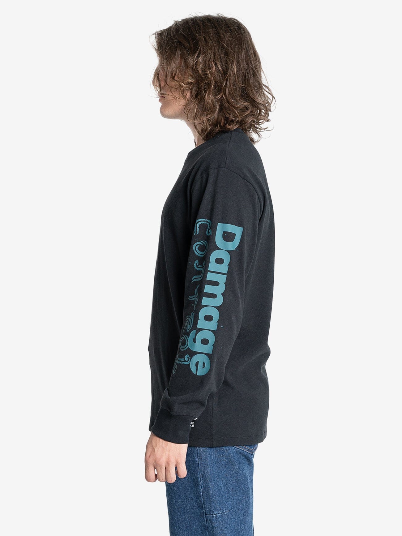 Controlled Damage Oversize Long Sleeve Tee - Black XS