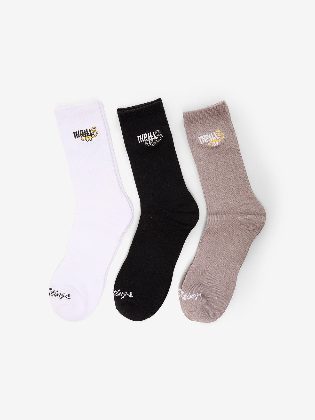 Earth Chaos 3 Pack Sock - White - Black - Grey