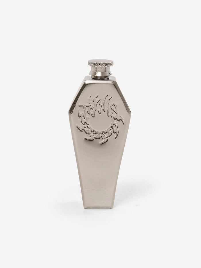 Coffin Flask - Antique Silver