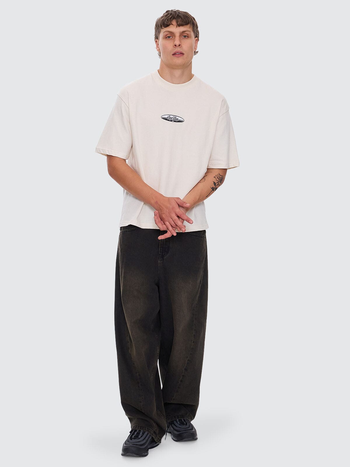 Lifted Spirits Embro Box Fit Oversize Short Tee - Unbleached XS