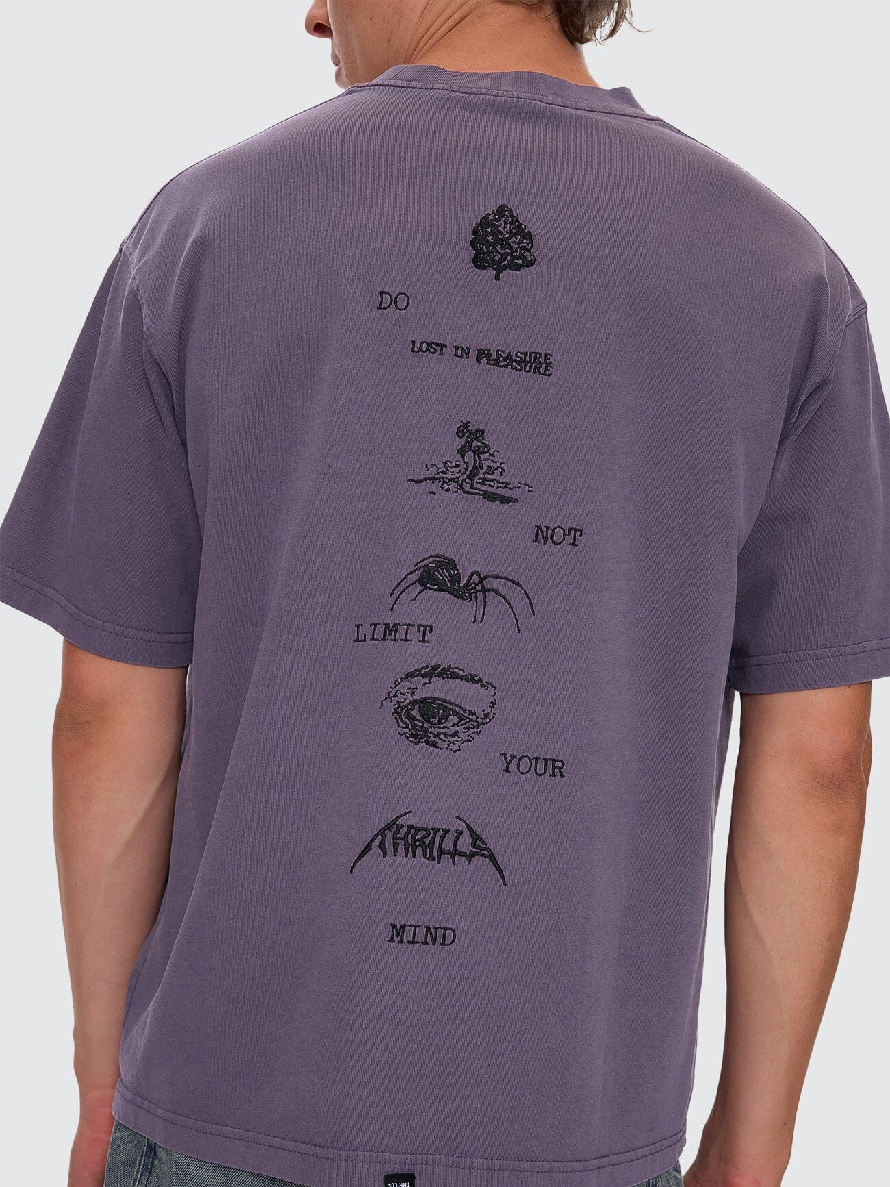 Limitless Mind Embro Box Fit Oversize Short Tee - Purple Ash XS