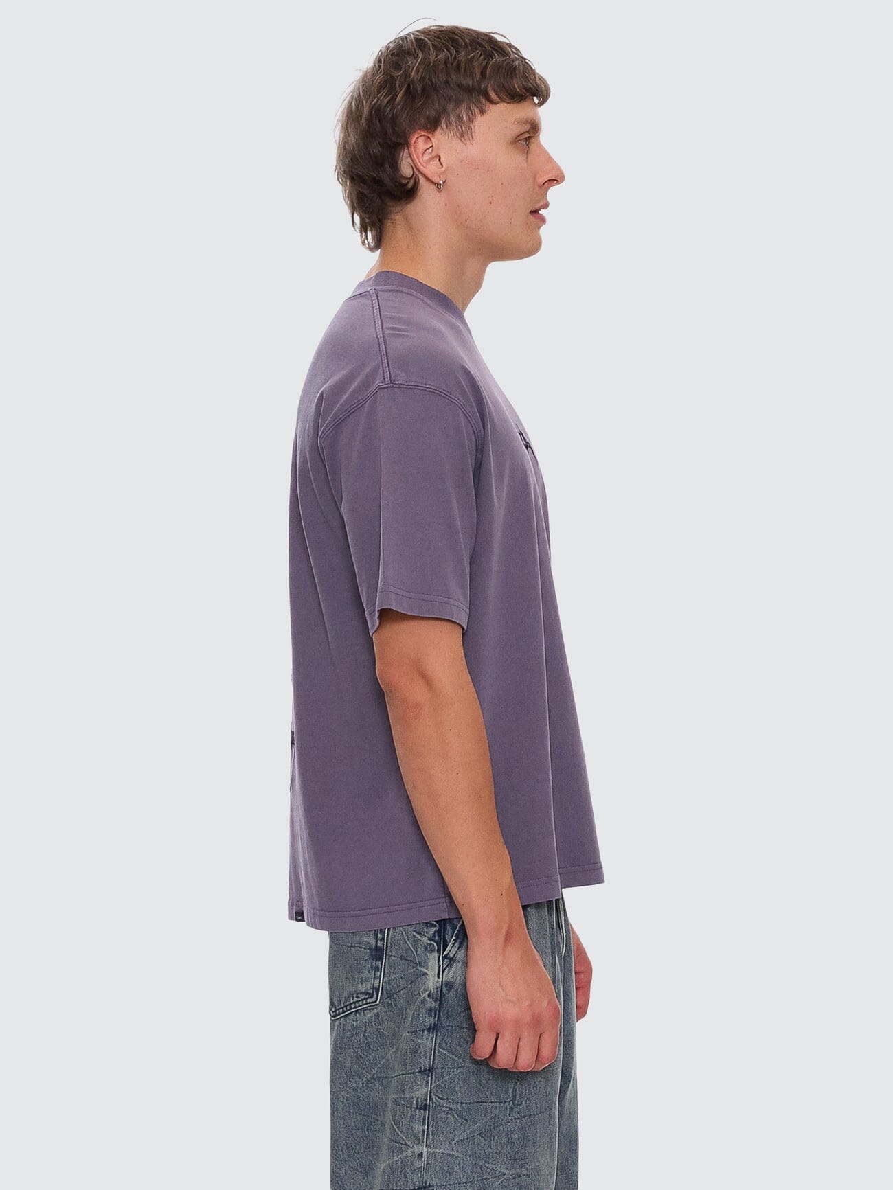Limitless Mind Embro Box Fit Oversize Short Tee - Purple Ash XS
