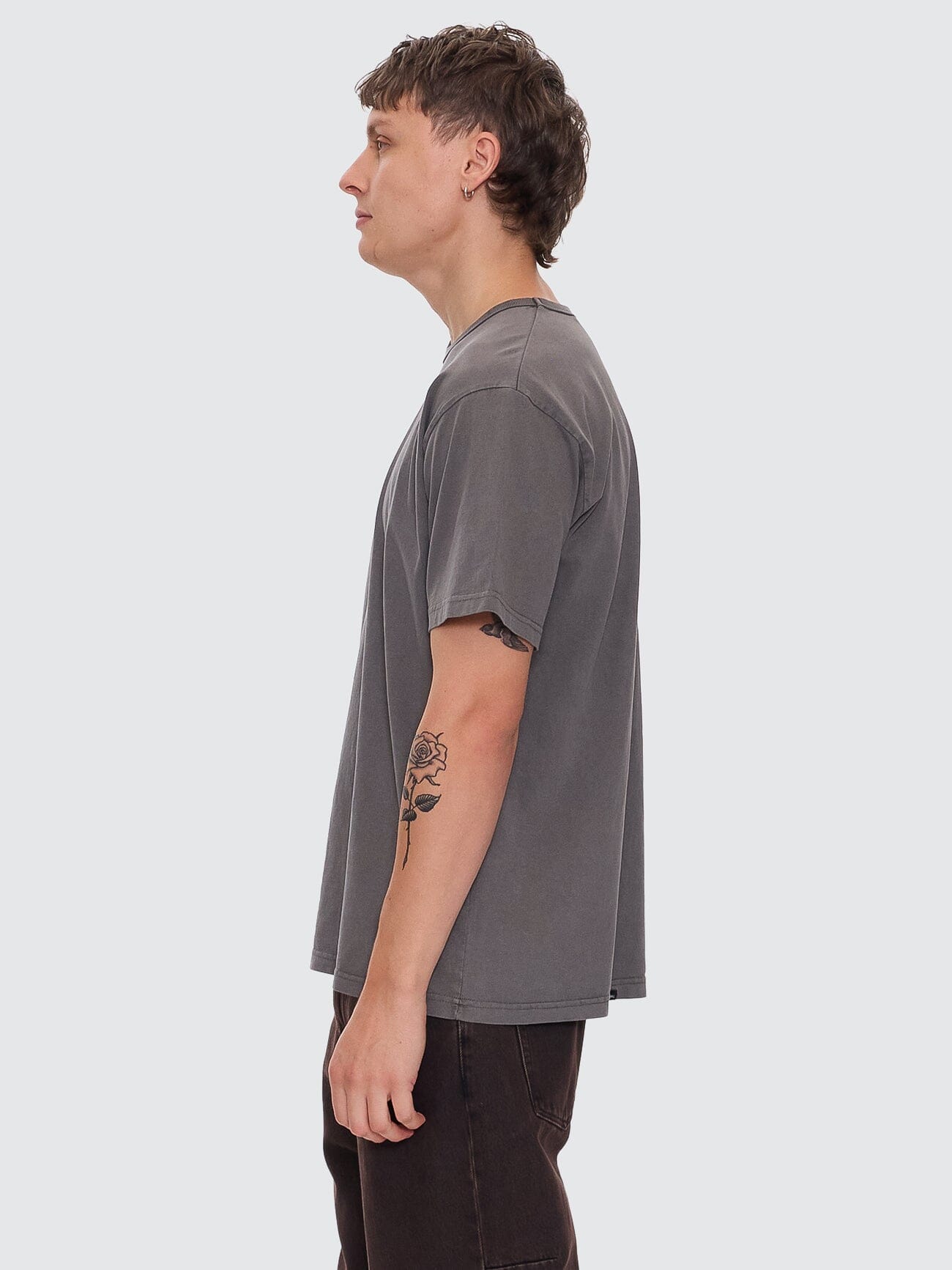 Thrills Workwear Embro Merch Fit Tee - Charcoal Rose XS